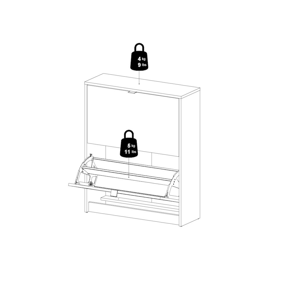 Bright 2 Drawer Shoe Cabinet, Black Matte. Picture 10