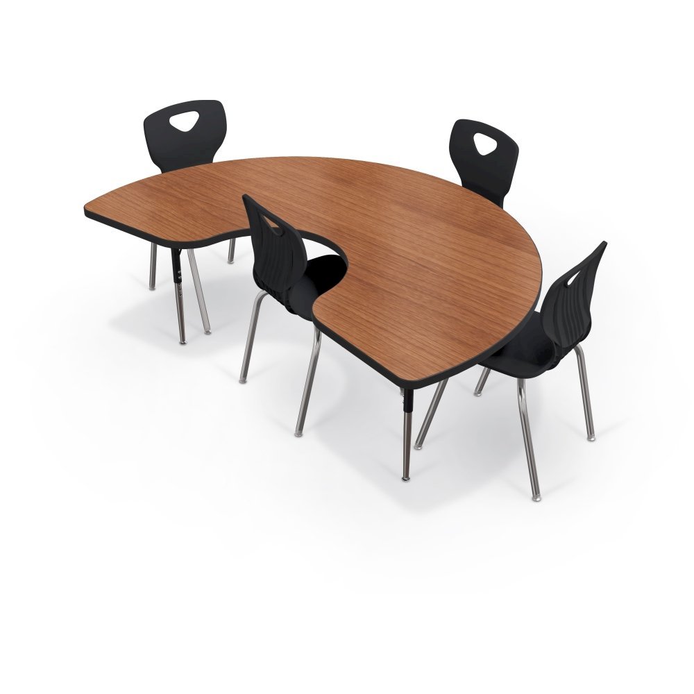 Activity Table - Kidney - Gray Nebula Top Surface - Black Edgeband. Picture 1