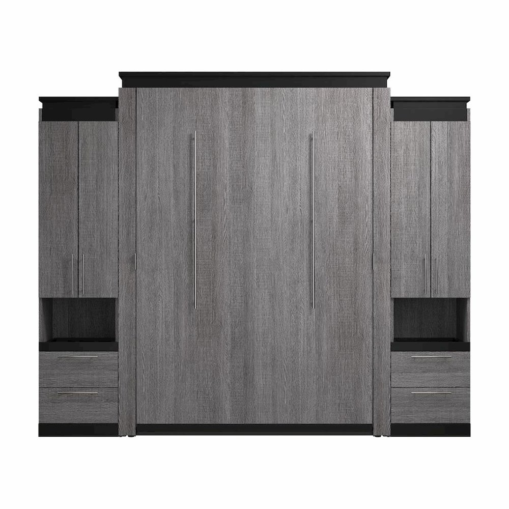 Orion Queen Murphy Bed with Storage Cabinets and Pull-Out Shelves (106W). Picture 2