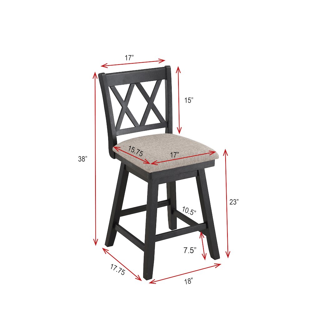 Home 2 Office 24" Brookline Swivel Barstool with Black  Wood Finish. Picture 6