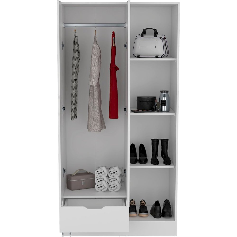 Memphis Wardrobe Armoire White MDF. Picture 3