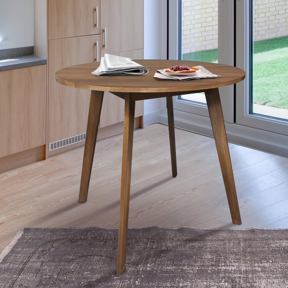 Genuine 36" Round Dining Table with Solid American Gum - Walnut. Picture 2
