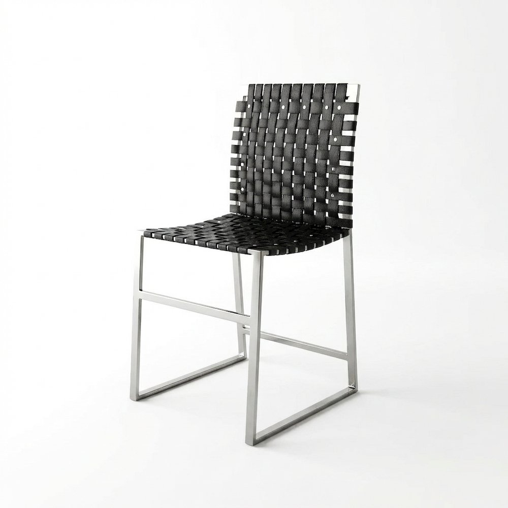 Urban Woven Leather 25" Counter Stool, Black. Picture 1