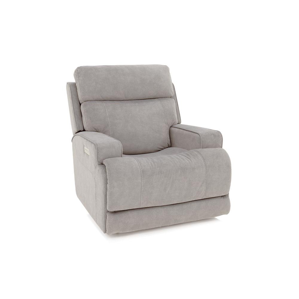 Gray Power Recliner with Adjustable Headrest and Footrest Extension. Picture 1