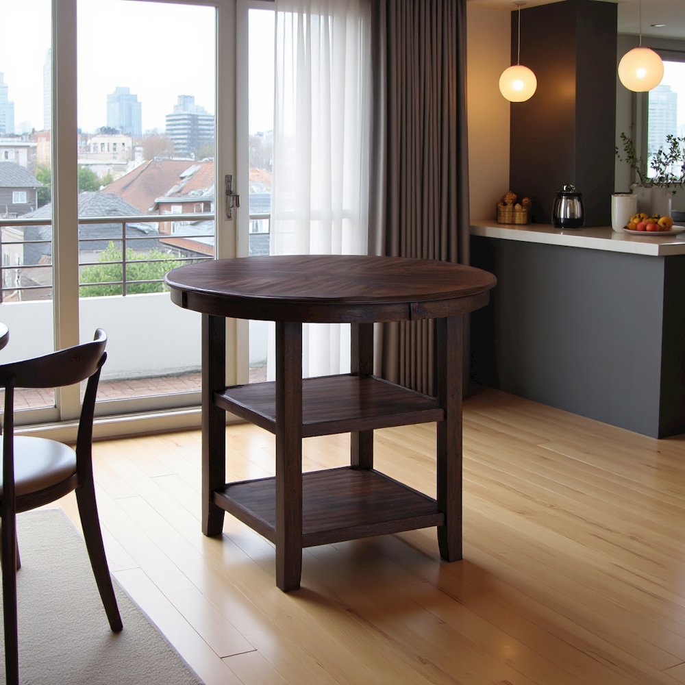 Counter Height Dining Table in Brown for Kitchen and Dining Room Use. Picture 8