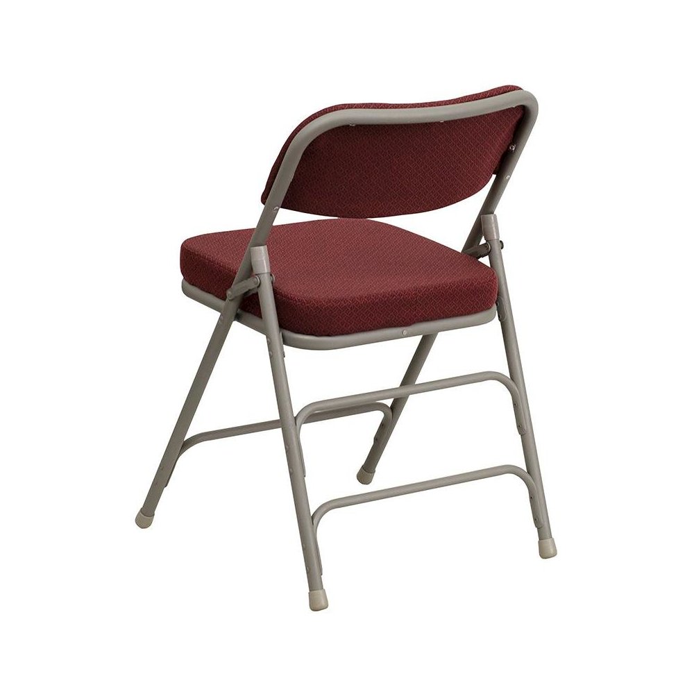 4 Pk. Triple Braced & Double Hinged Burgundy Fabric Metal Folding Chair. Picture 3