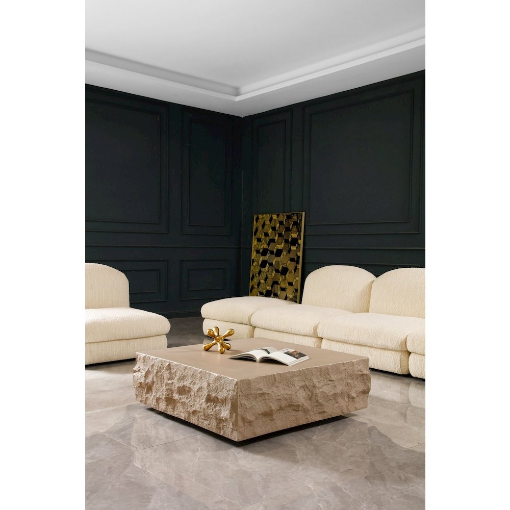 Modrest Quarry - Modern Beige Square Coffee Table. Picture 6