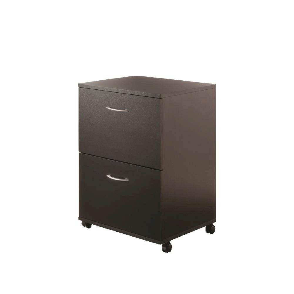 2-Drawer Essentials Rolling Filing Cabinet, Black. Picture 2