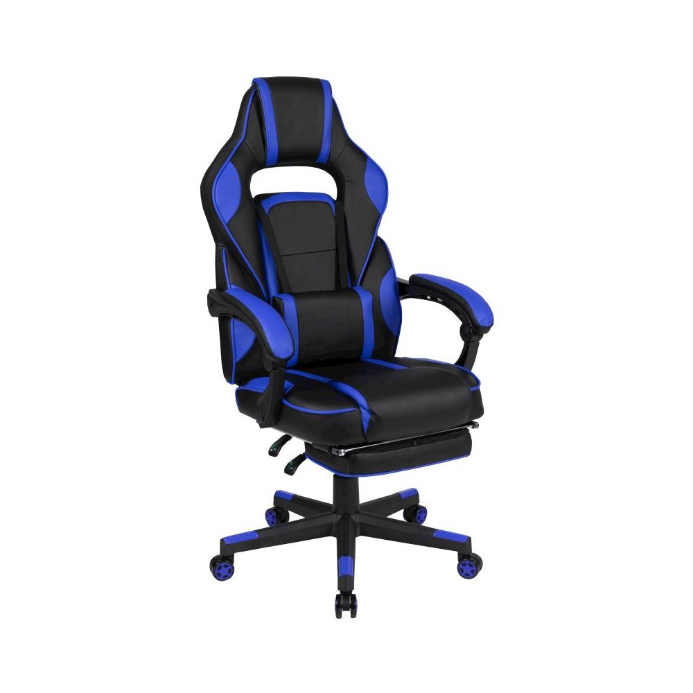 X40 Gaming Chair Racing Ergonomic Computer Chair with Fully Reclining Back/Arms, Slide-Out Footrest, Massaging Lumbar - Black/Blue. Picture 1