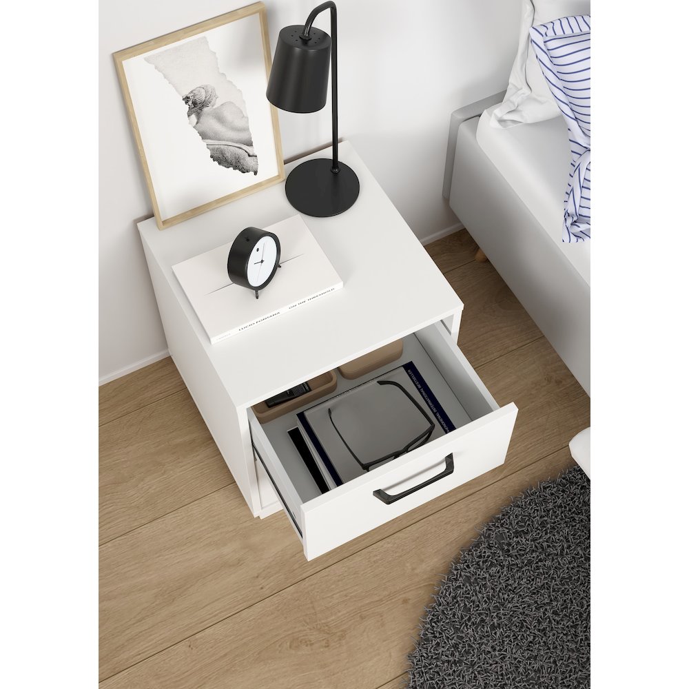 Sofia 2 Drawer Nightstand - Set of 2, White. Picture 3