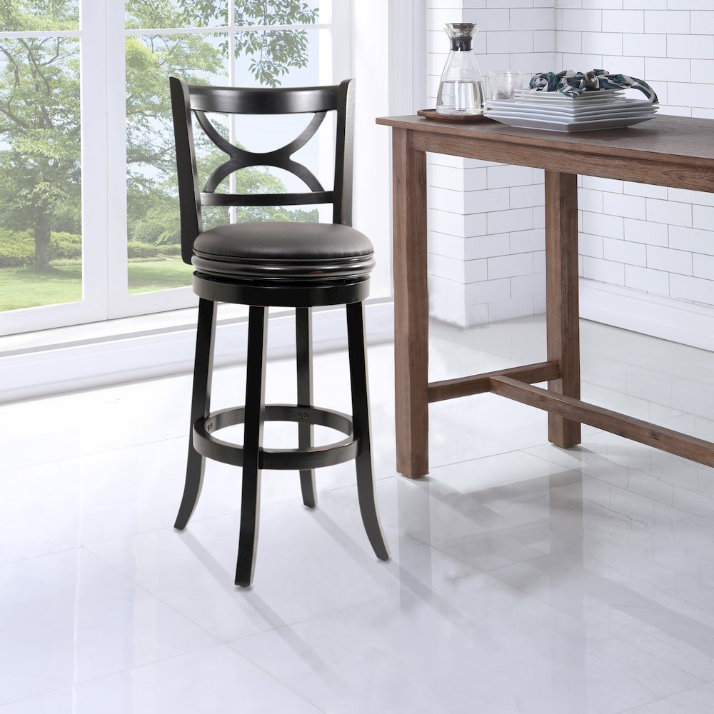 Florence Swivel Bar Stool - Black Sandthru Finish. Picture 9