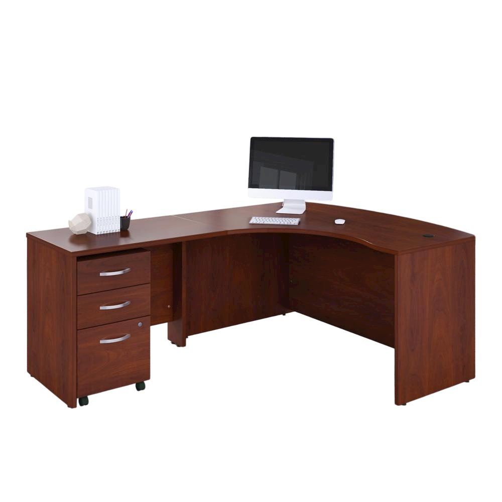 Left Handed L Shaped Desk with 3 Drawer Mobile Pedestal. Picture 1