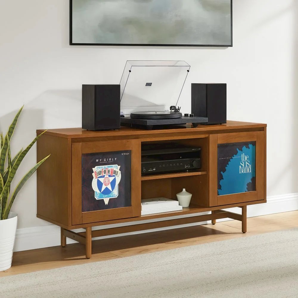 Dempsey Record Player Cabinet With Vinyl Storage. Picture 2