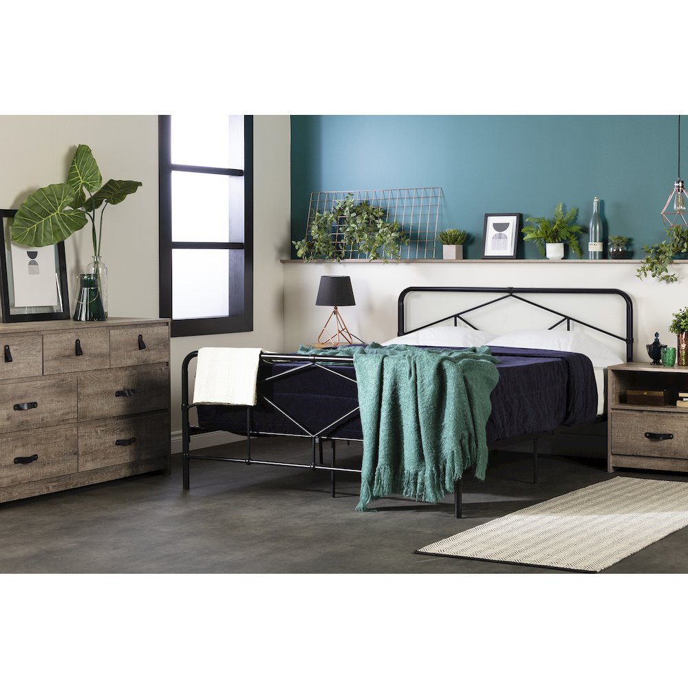 Sazena Geometric Metal Platform Bed , Matte Black, W77.56 x D55.63 x H38.35. Picture 4