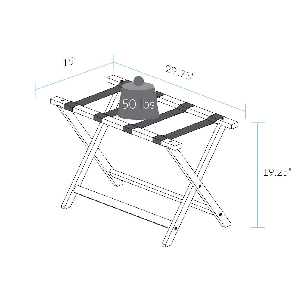 Heavy Duty 30" Extra Wide Luggage Rack - White. Picture 7