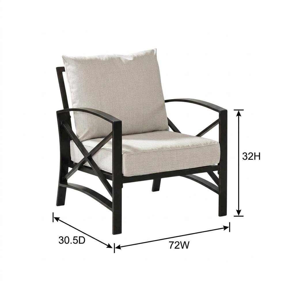 Oatmeal Outdoor Chair Set with Bronze Finish – 2 Weather-Resistant Seats. Picture 8