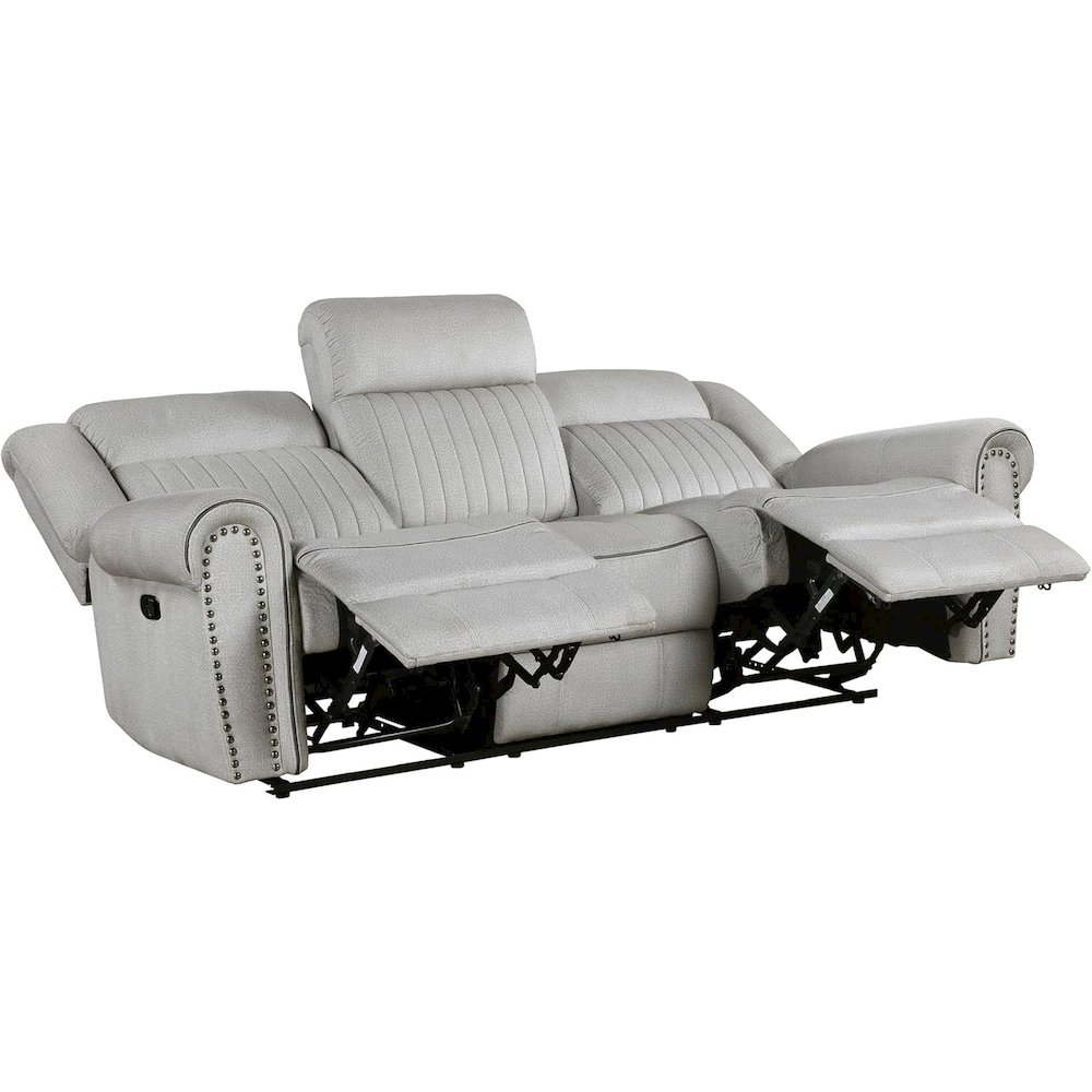 Lexicon Brennen Microfiber Double Reclining Sofa in Mist. Picture 3