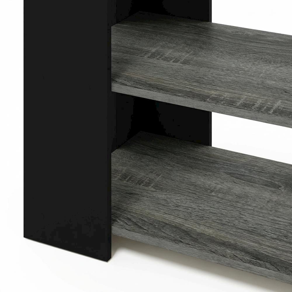 Wooden TV stand, up to 50-inch screens, modern French oak grey, black finish. Picture 6