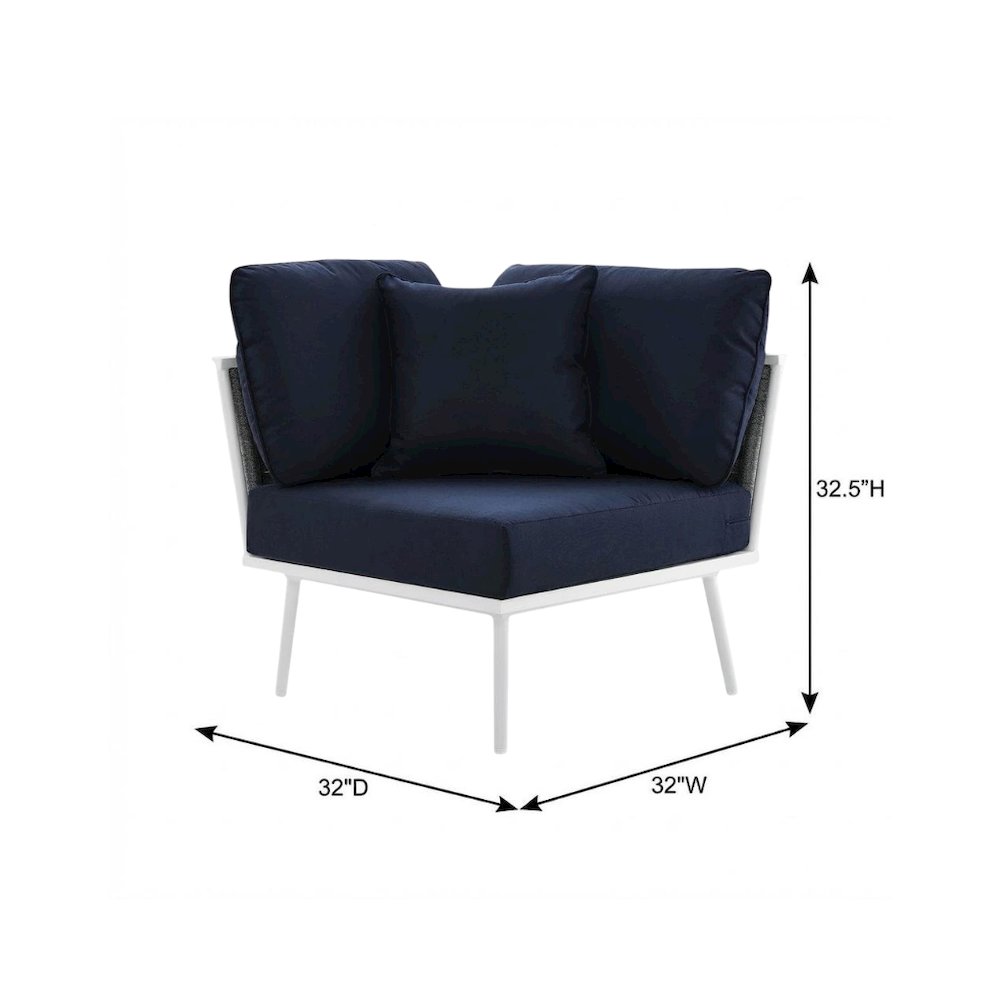 Outdoor Aluminum Corner Lounge Chair With Armrests And Cushioned Seat. Picture 7