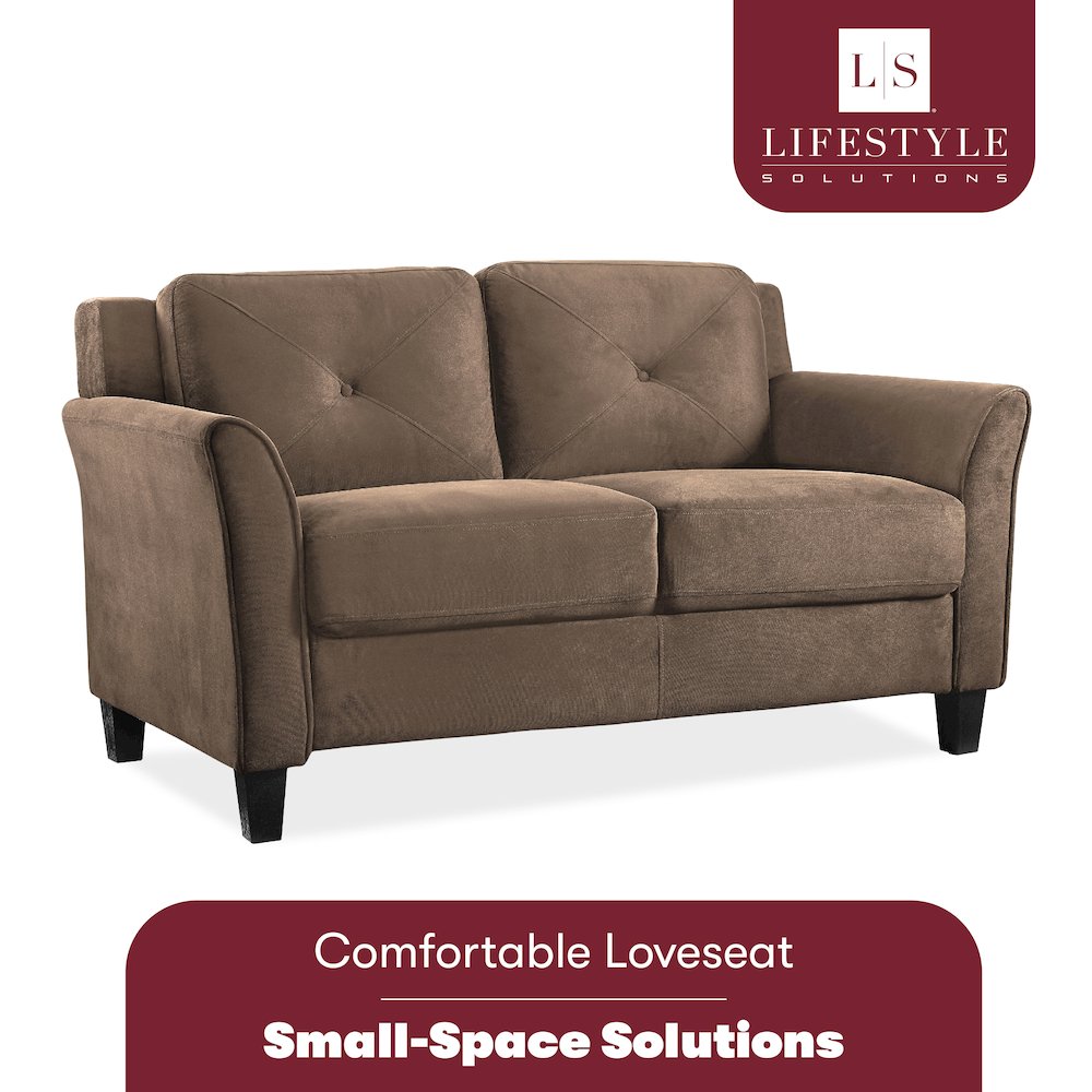 Hartford Loveseat Rolled Arms Brown. Picture 2
