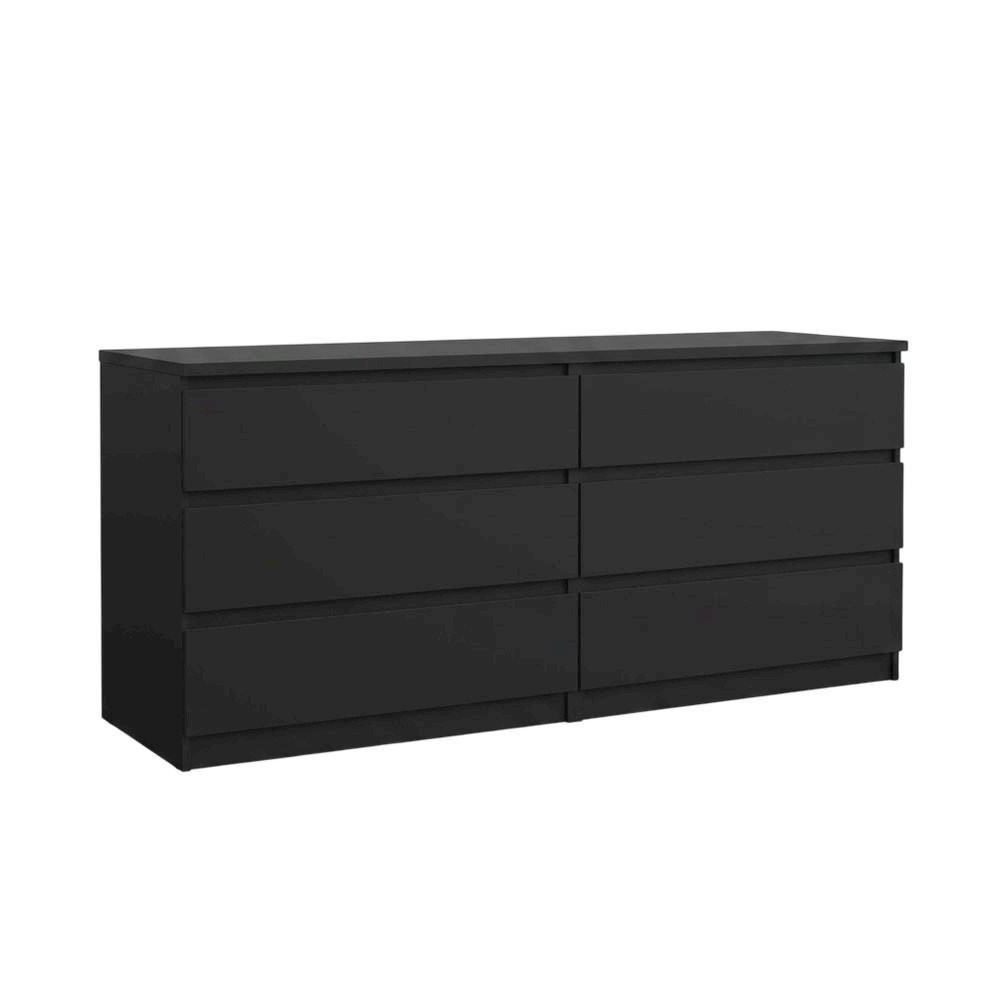 Black 6-Drawer Double Dresser with Timeless Style and Metal Runners. Picture 2