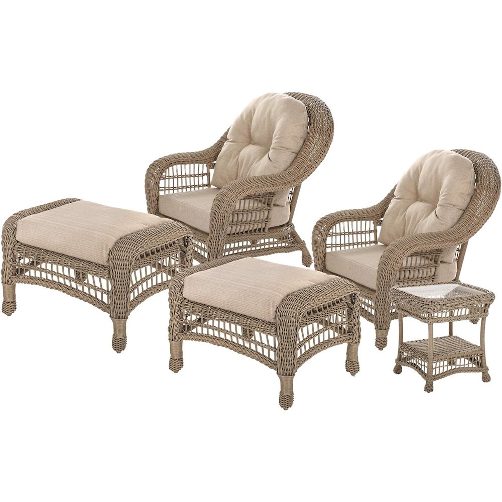 Outdoor Garden Patio 5 Pc Cappuccino Furniture Conversation Set. Picture 1