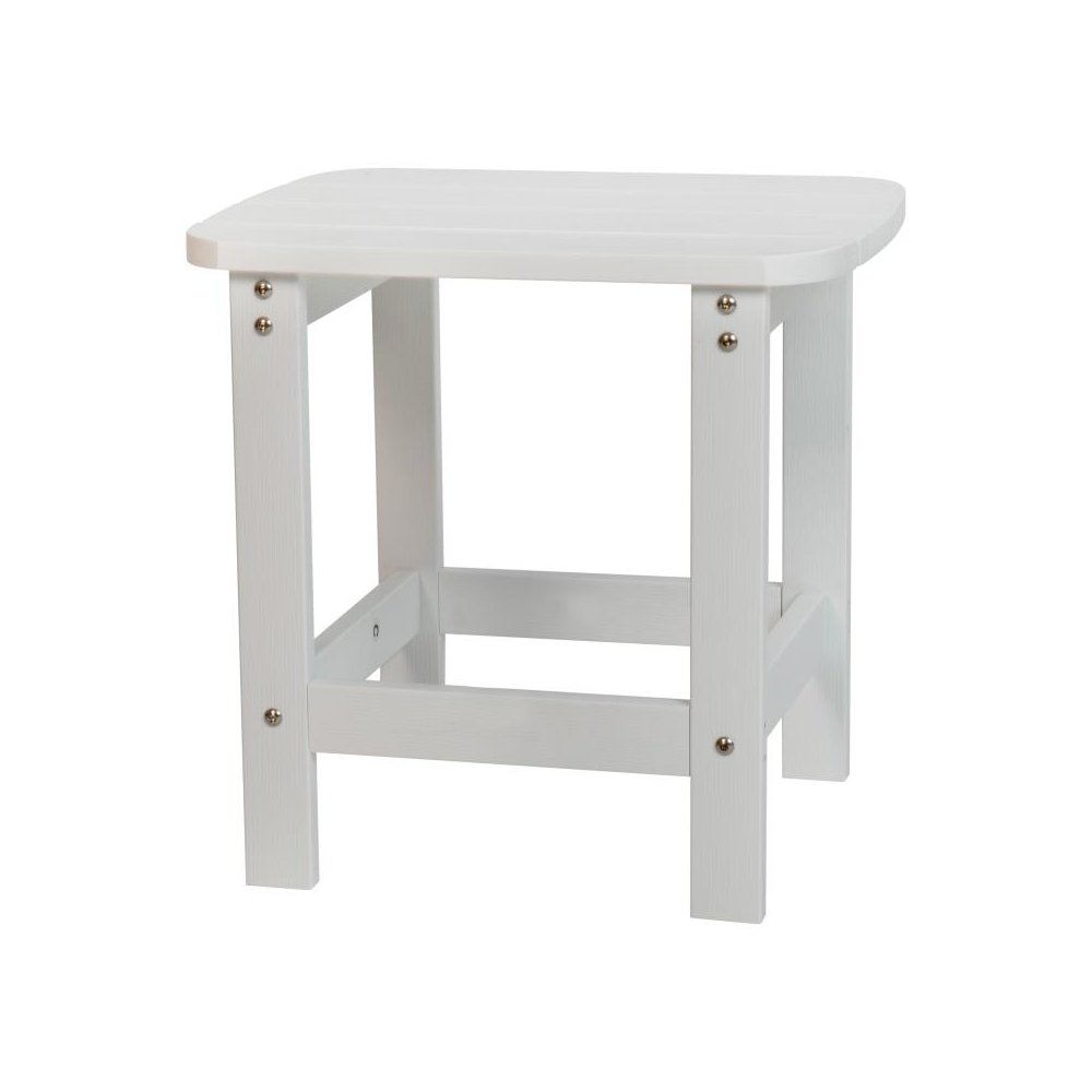 All-Weather Poly Resin Wood Adirondack Side Table in White. Picture 1