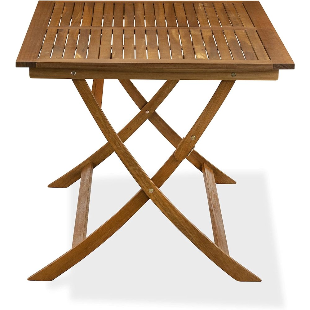 AECM7CWNA - 7 Piece Excellent Outdoor Patio Set-Beautiful Wooden Folding Table with 6 Arm Less Outdoor Chairs- Natural Oil Finish. Picture 8