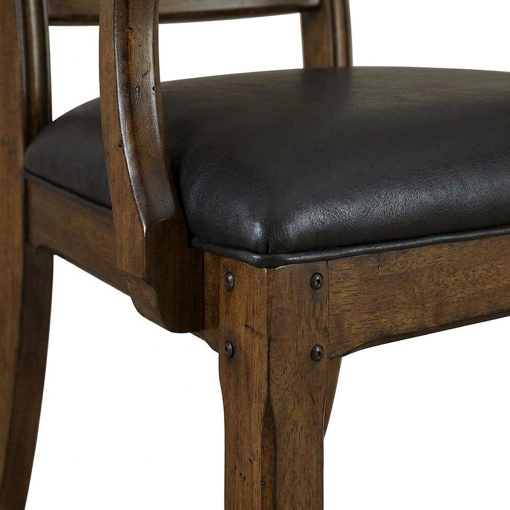 Distressed Mango Armchair with Upholstered Seat and Updated Lodge Style. Picture 6