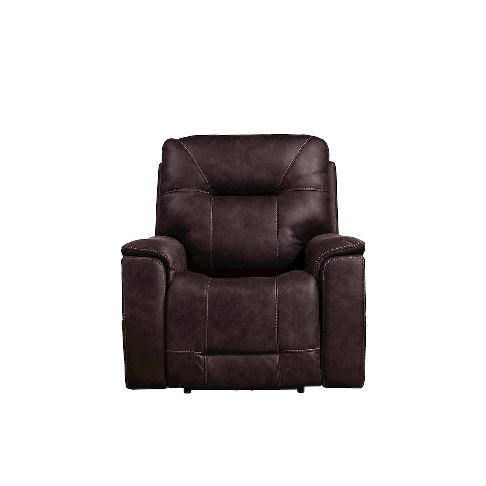 Saddle Brown Power Recliner with Plush Foam, Steel Frame, and PU Fabric. Picture 3