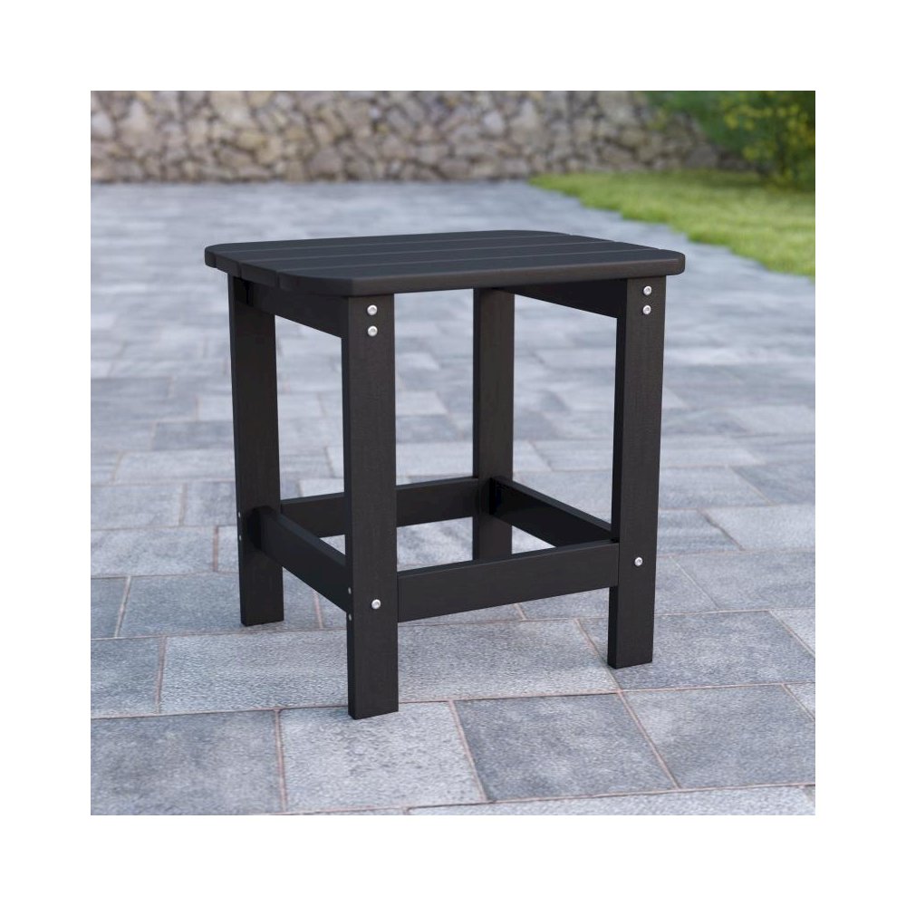 All-Weather Poly Resin Wood Adirondack Side Table in Black. Picture 2