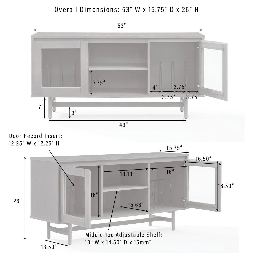 Dempsey Record Player Cabinet With Vinyl Storage. Picture 13