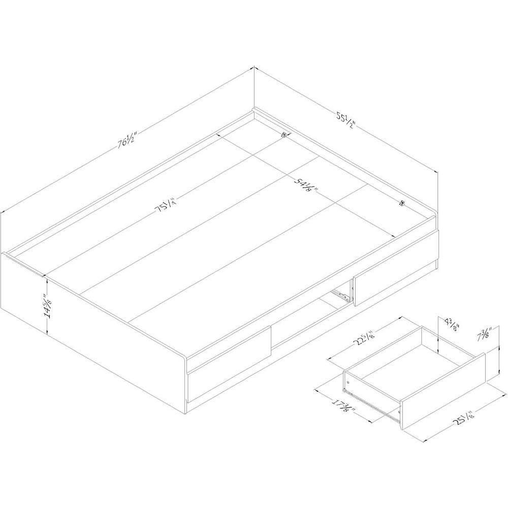 South Shore Step One Full Mates Bed (54'') with 3 Drawers, Pure White. Picture 6