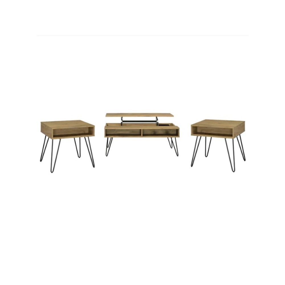 Fanning 3-piece Lift Top Coffee and End Table Set Golden Oak. Picture 1
