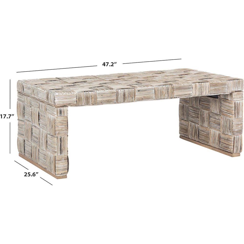 Home Collection Adkin White Rattan Rectangle Coffee Table. Picture 4