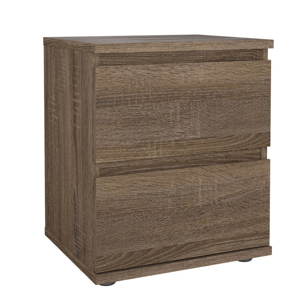 Brown 2 Drawer Nightstand - Stylish Small Dresser with Drawers for Bedrooms. Picture 3
