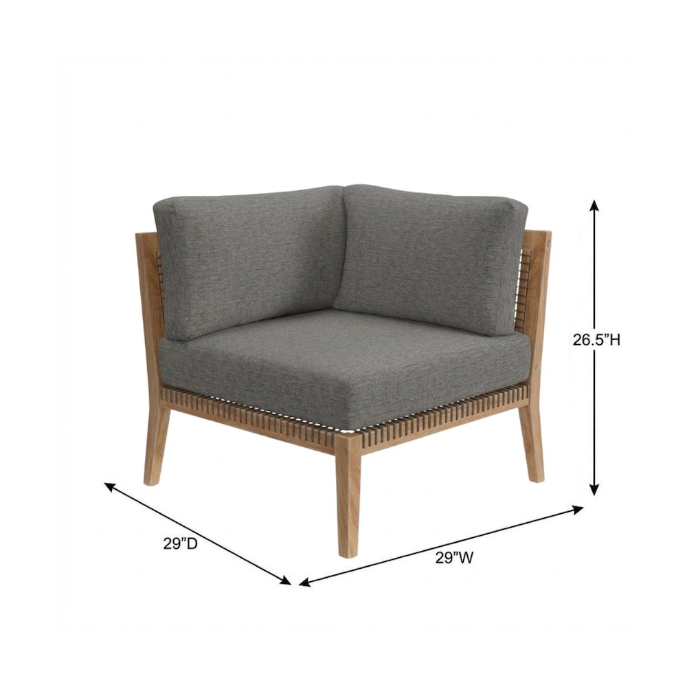 Teak Wood Corner Outdoor Lounge Chair With Backrest And Seat Cushion. Picture 7