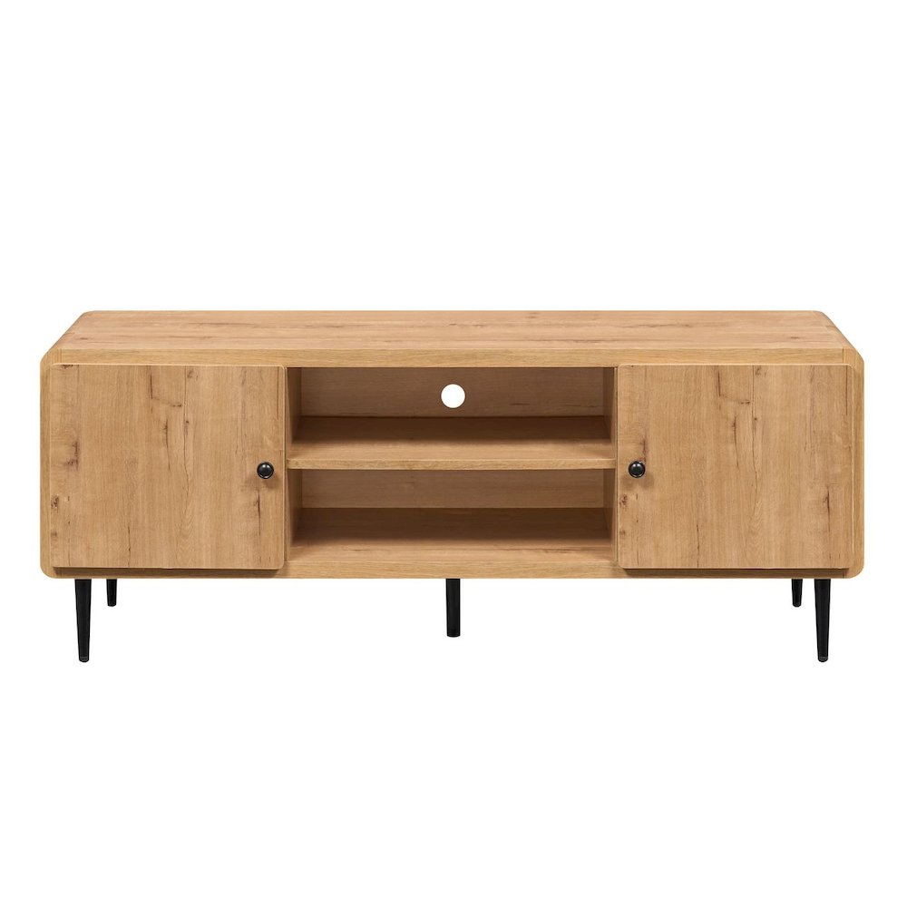 Techni Mobili Mid-Century Modern TV Stand for TV’s Up to 60”, Oak. Picture 3