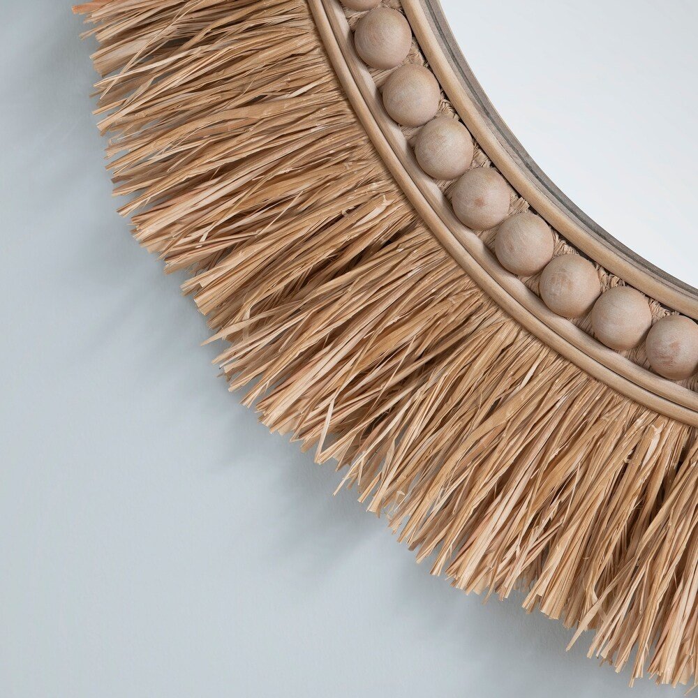 34" Round Rattan Mirror. Picture 5