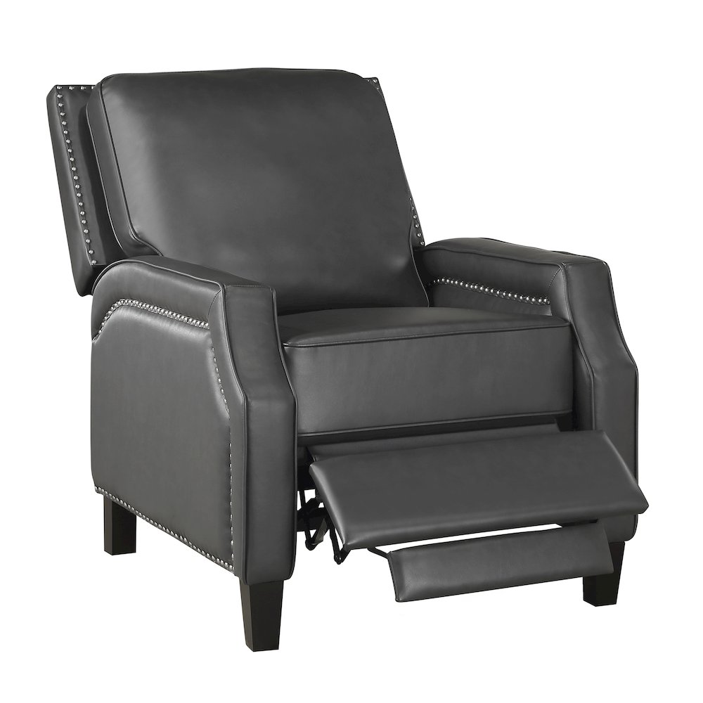 Lexicon Berenson Faux Leather Push Back Recliner in Gray. Picture 2
