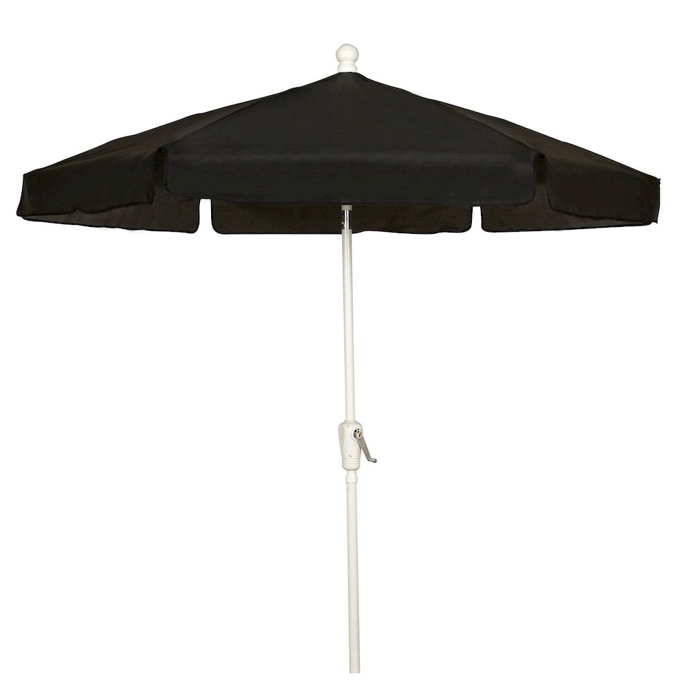 7.5' Hex Garden Umbrella 6 Rib Crank Lift In Black Vinyl Coated Weave. Picture 1