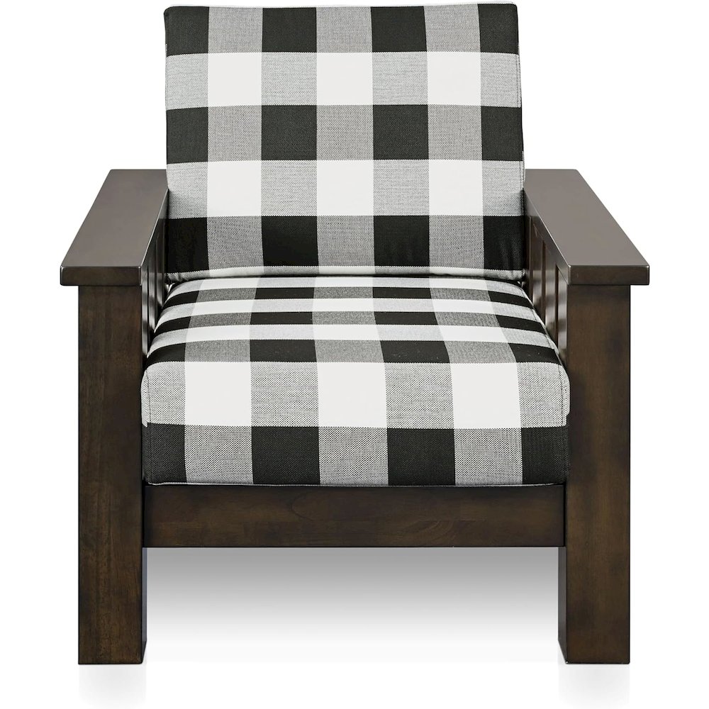 Gavik Modern 3-Piece Solid Wood Frame Upholstery Living Room Set, Dark Walnut. Picture 7
