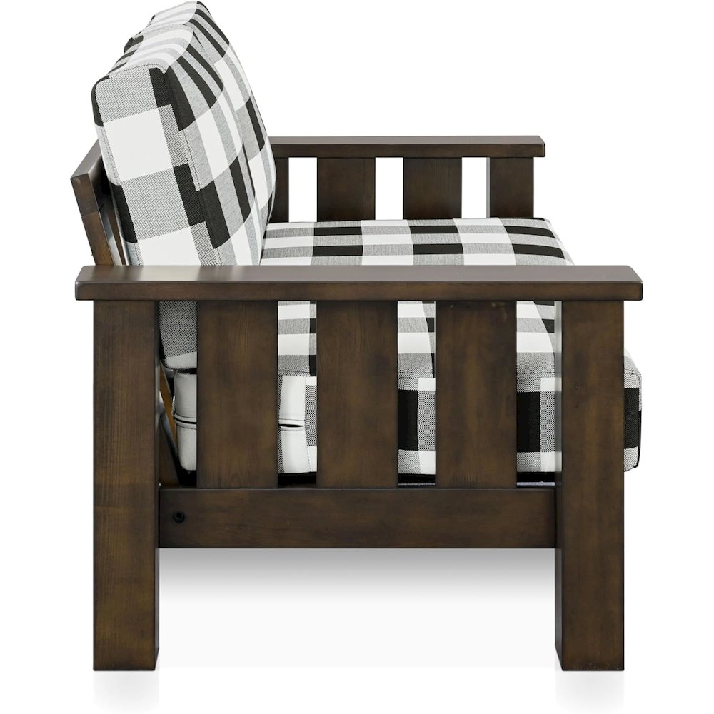 Gavik Modern 3-Piece Solid Wood Frame Upholstery Living Room Set, Dark Walnut. Picture 6