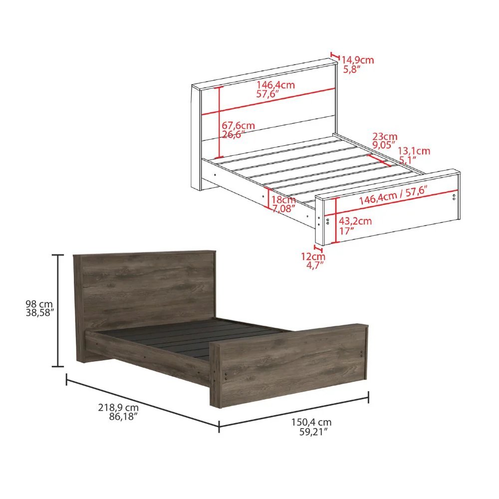 Galanto Full Bed Dark Brown MDF. Picture 5