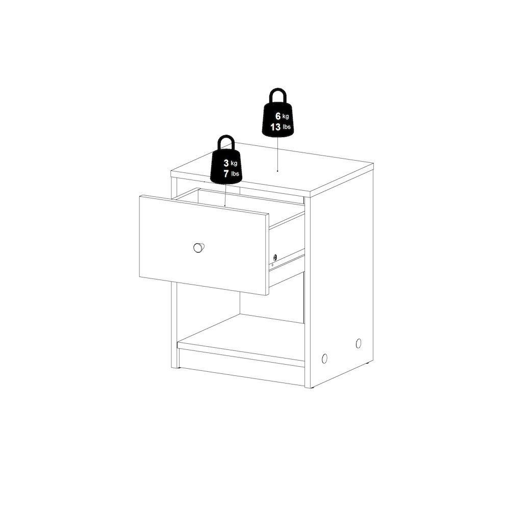 Portland 1 Drawer Nightstand - Set of 2, White. Picture 12