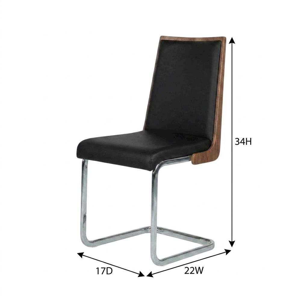Modern Black and Walnut Dining Chairs with Cushioned Seating (Set of 2). Picture 8