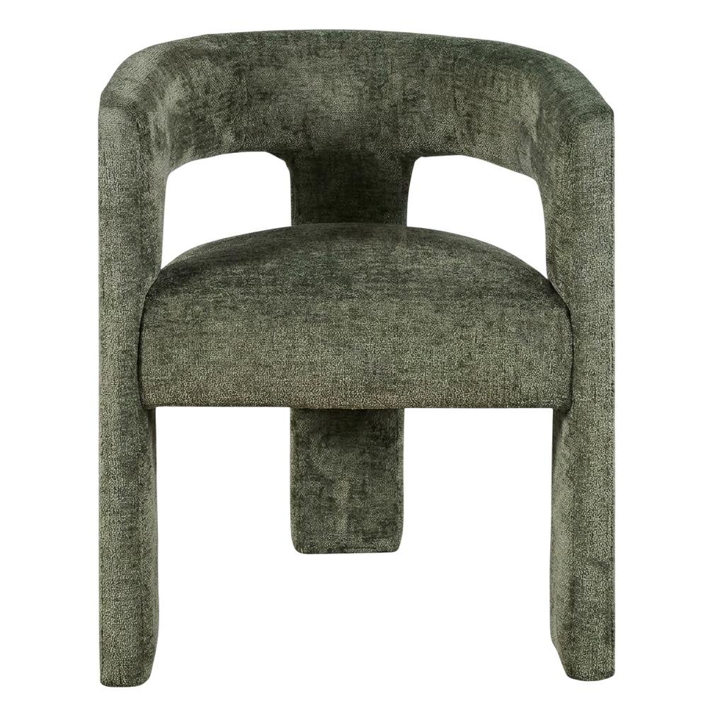 Jacquard Modern Accent Armchair, Sculptural Frame, Forest, Set of 4. Picture 4