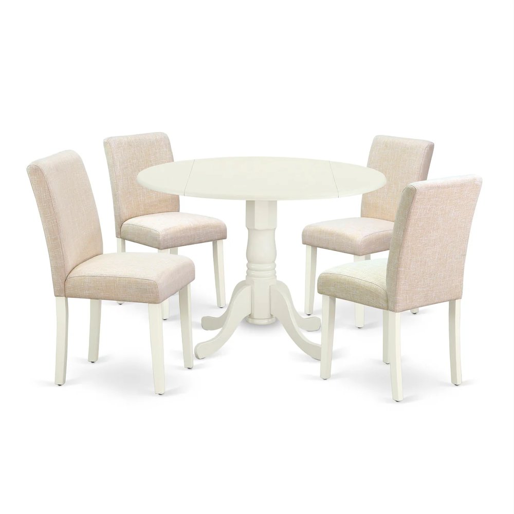 Dining Room Set Linen White, DLAB5-LWH-02. Picture 1