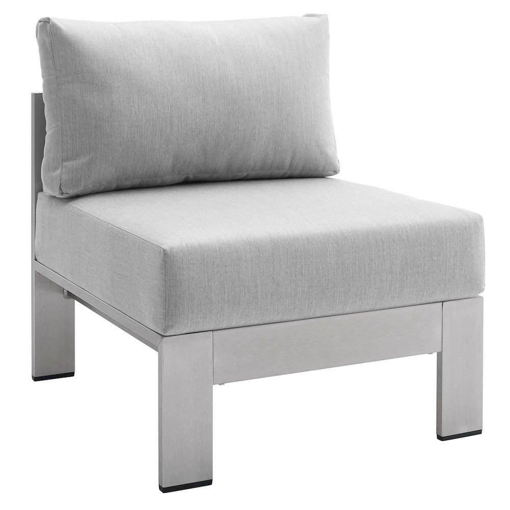 Fabric Aluminum Outdoor Lounge Chair With Armrest-Free Design. Picture 1