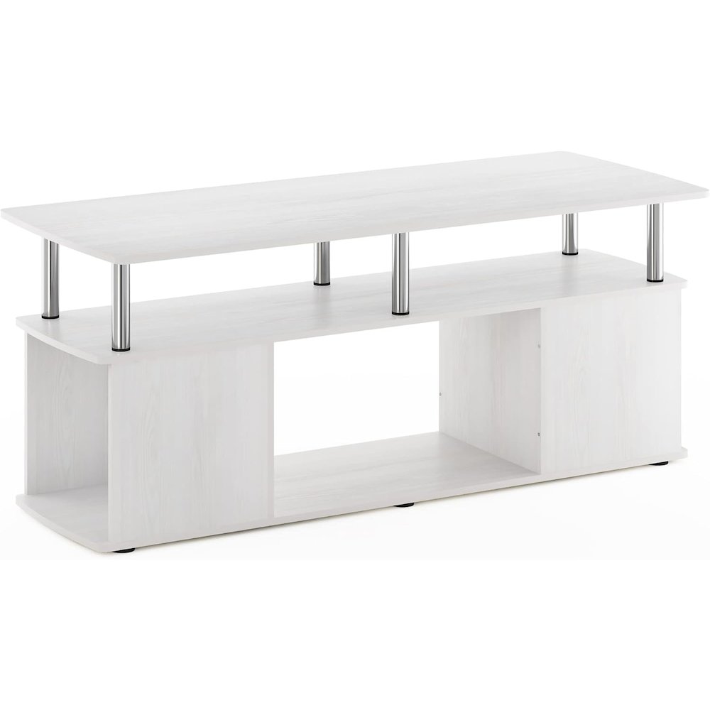 JAYA Utility Design Coffee Table, White Oak, Stainless Steel Tubes. Picture 1